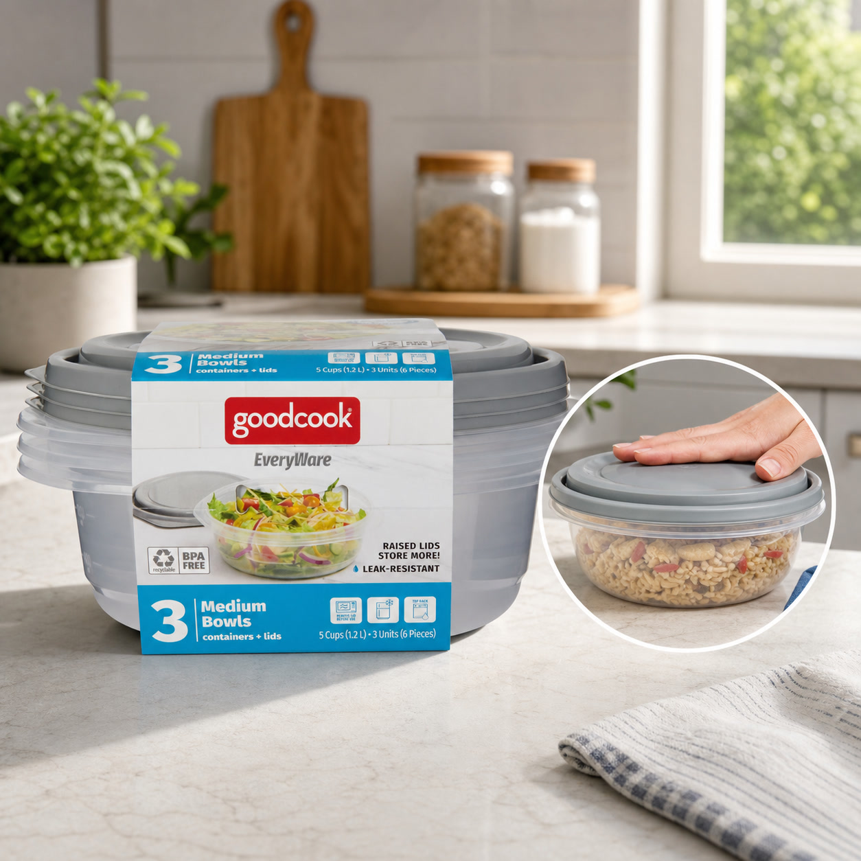 Food Storage Prep Containers - 6 peças de recipientes redondos para