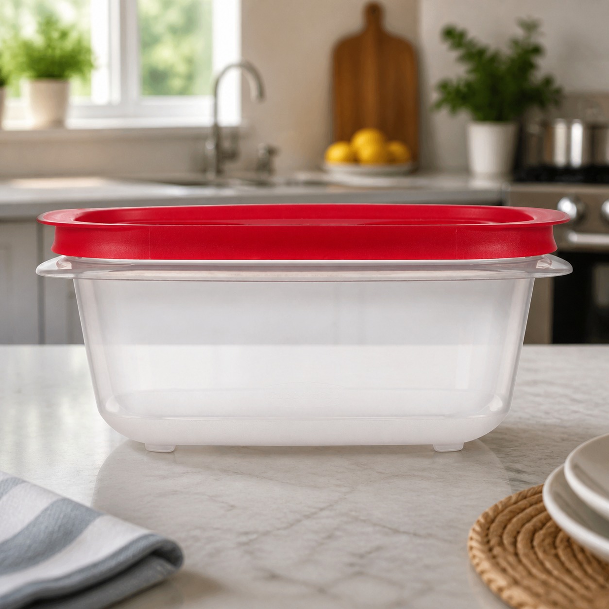 Food Storage Prep Containers - Recipiente Retangular Vermelho para Armazenamento de
