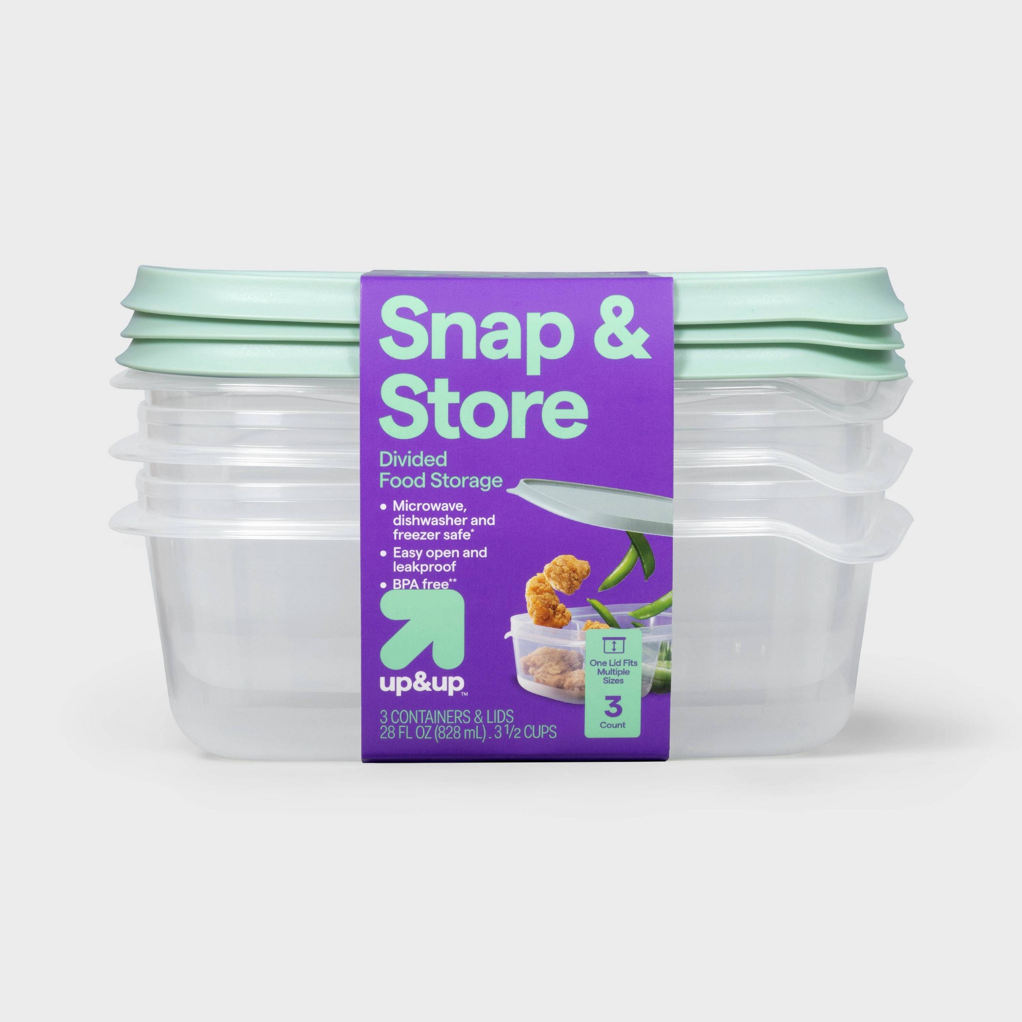 Food Storage Prep Containers - Recipientes de plástico transparente de 3