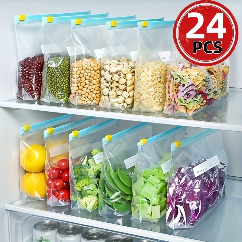 Food Storage Ziploc Bags - 24 Sacos Reutilizáveis com Zíper para