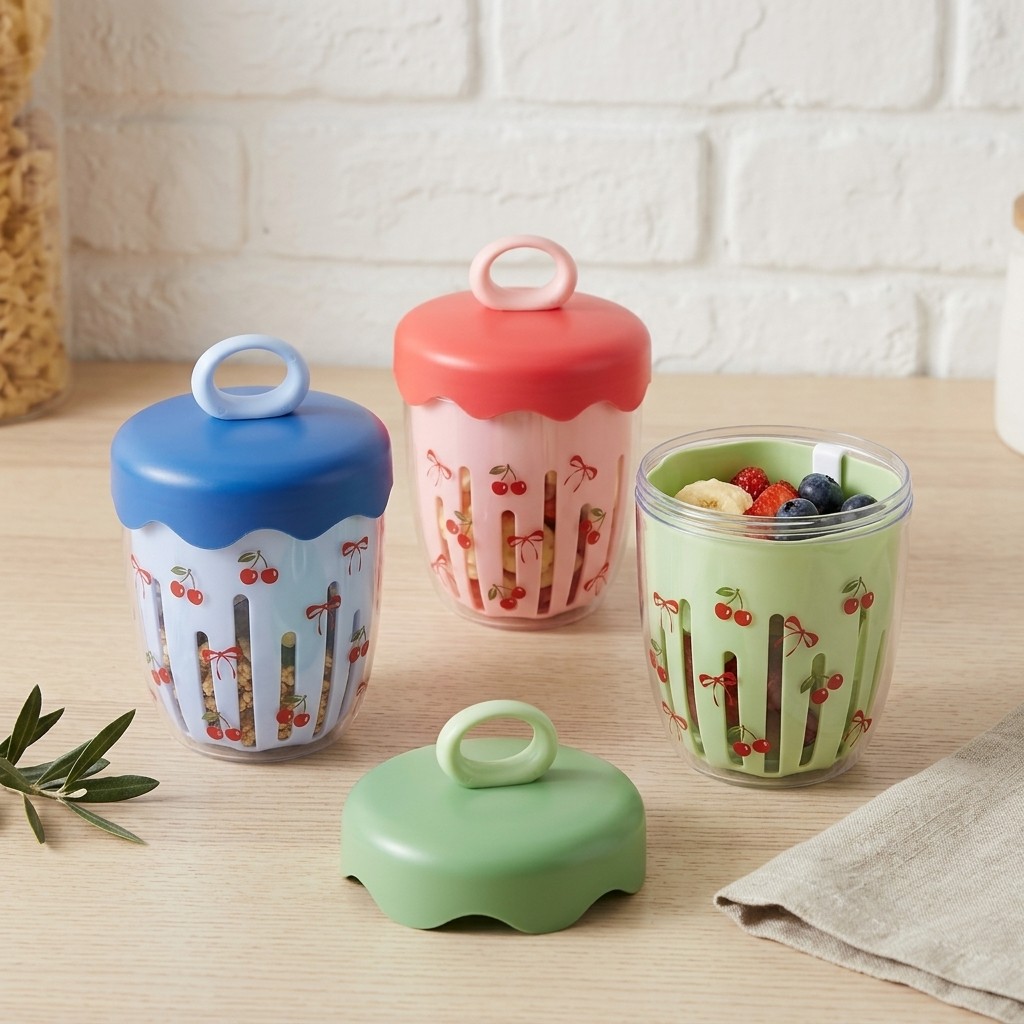 Food Storage Handling - Recipiente Portátil de Plástico para Overnight