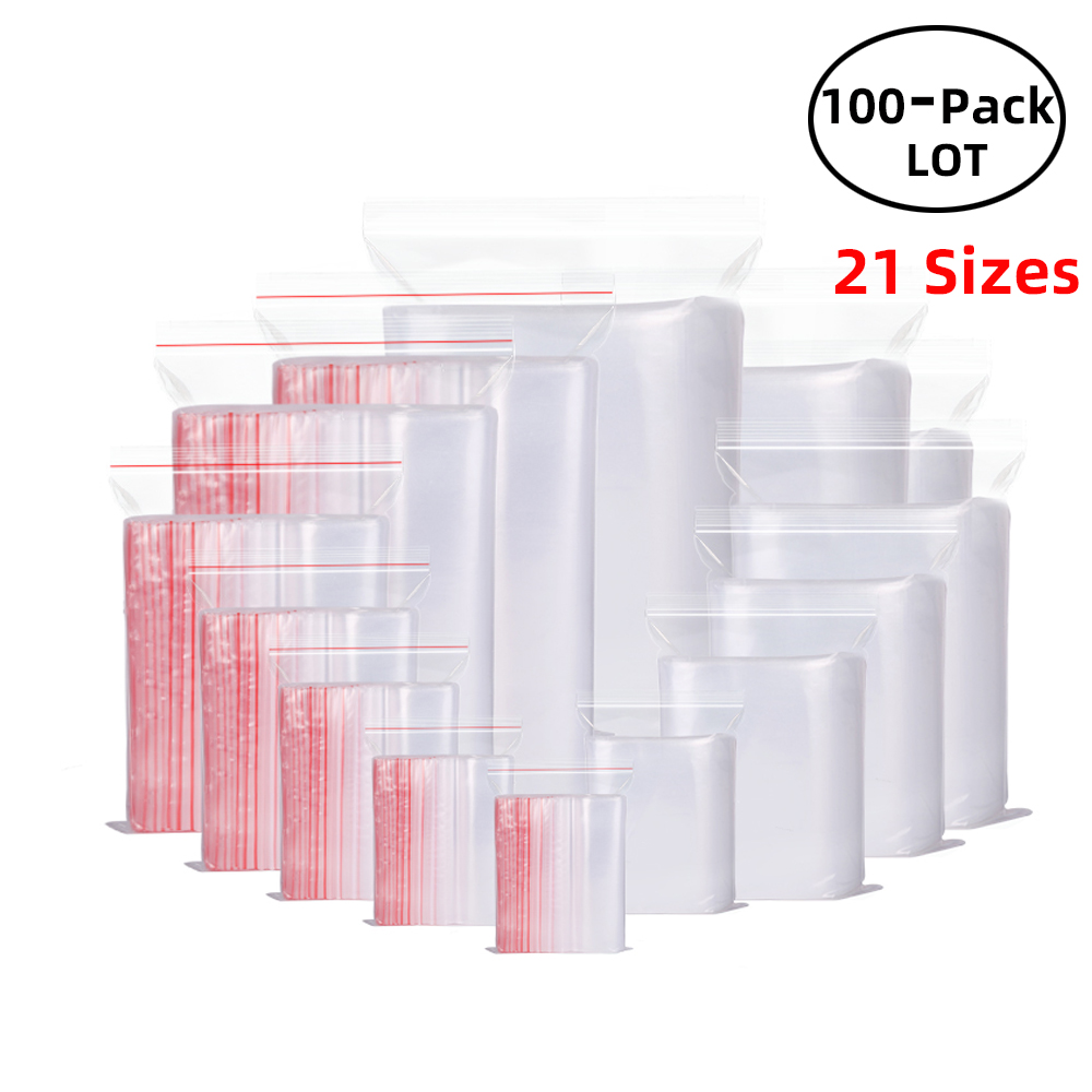 Food Storage Ziploc Bags - 100 unidades/pacote sacos de bloqueio zip