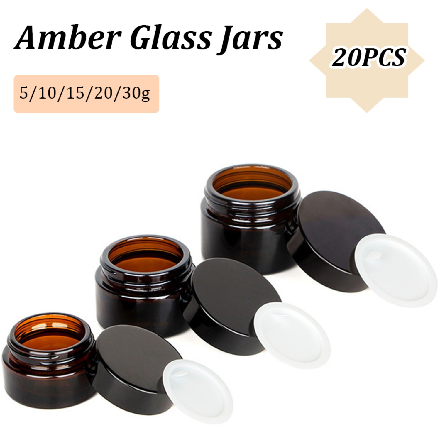 Food Storage Set Glass - Frascos pequenos de vidro âmbar com