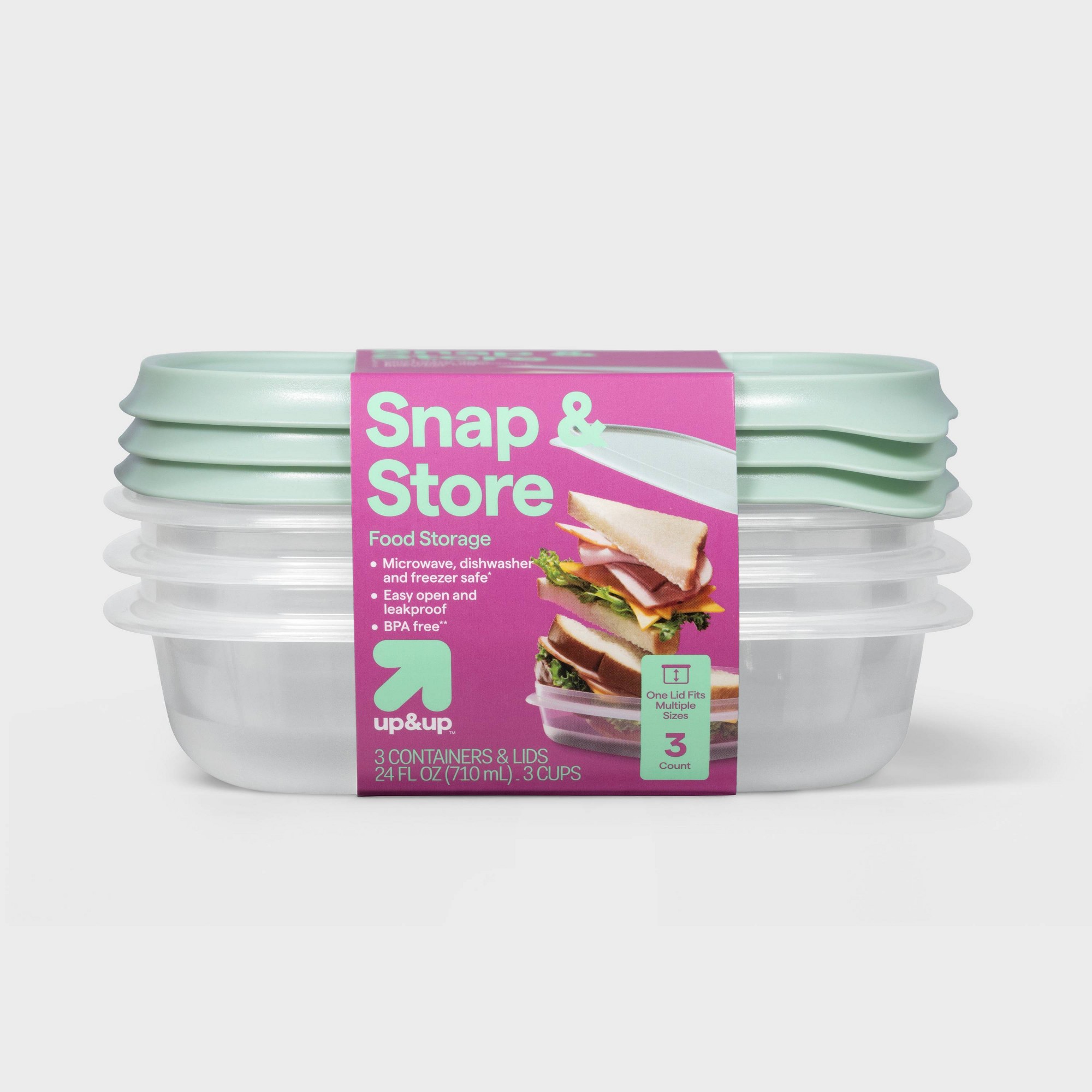 Food Storage Prep Containers - Recipientes quadrados de 3ct para armazenamento