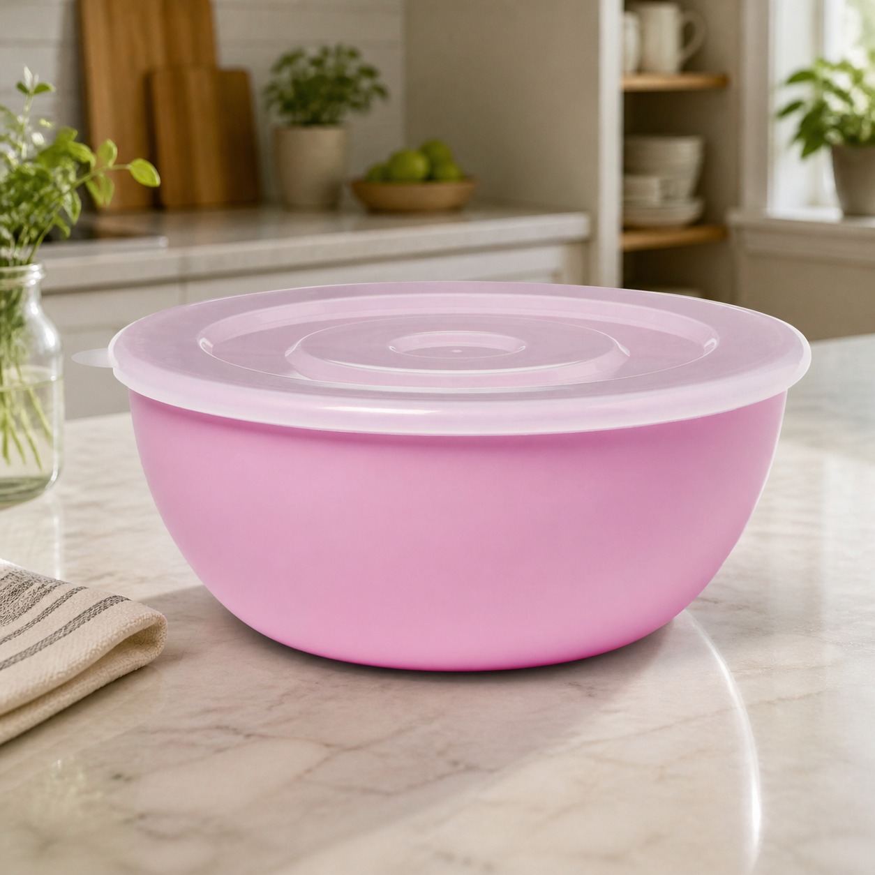Food Storage Prep Containers - Tigela Rosa com Tampa Correspondente, Recipiente