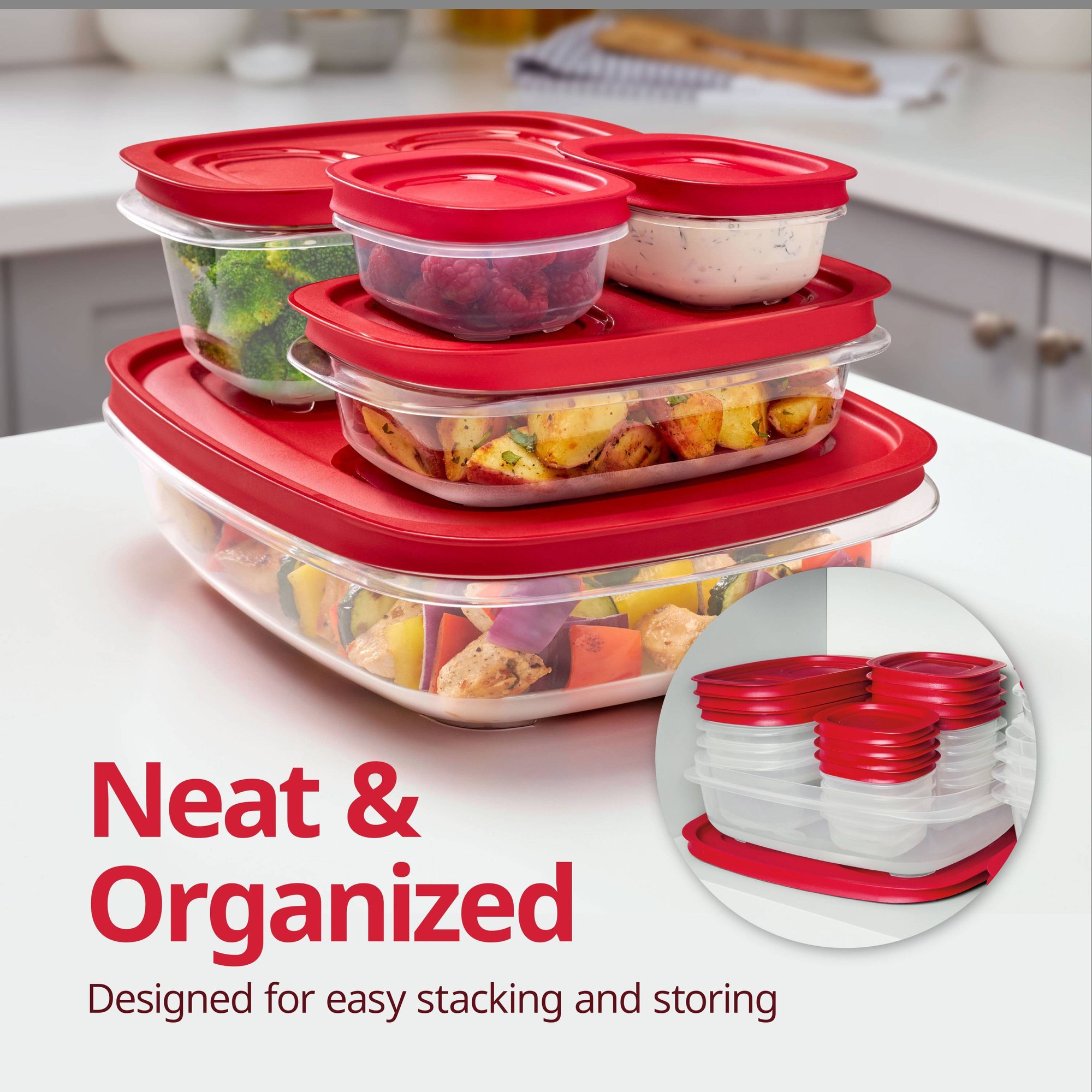 Recipiente Retangular Vermelho - Food Storage Prep Containers avaliação e preço